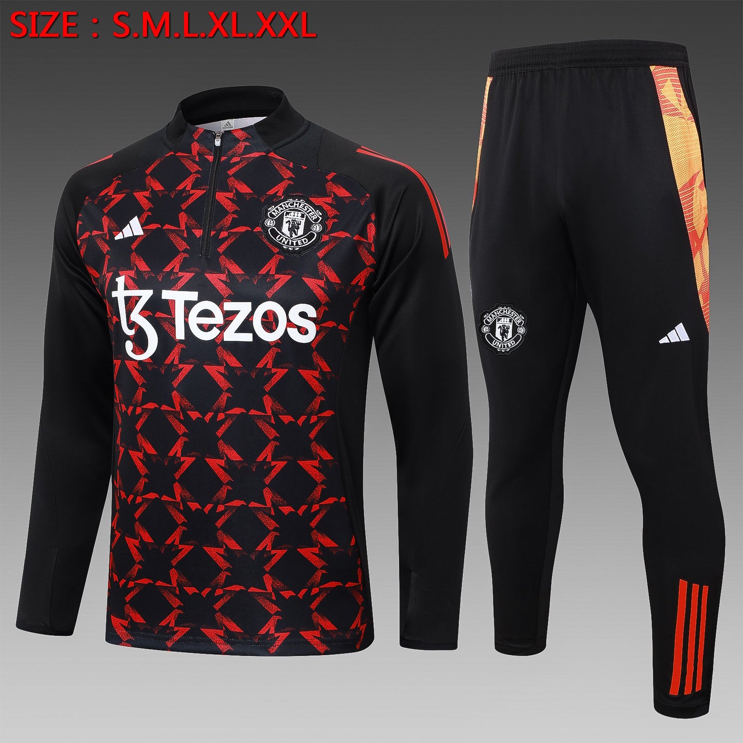 Survêtement demi-zip noir et rouge Manchester United 24/25