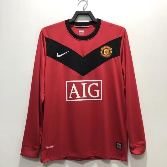 Maillot rétro à manches longues Manchester United Domicile 09/10