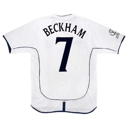 Maillot rétro domicile de l'Angleterre Beckham 7 Coupe du monde 2002