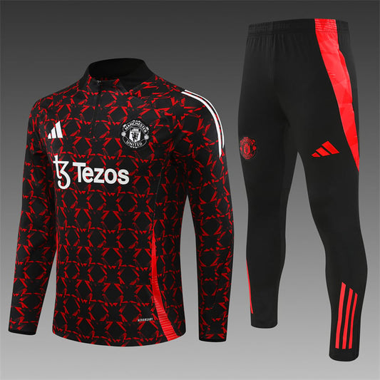 Survêtement camouflage demi-zip rouge noir Manchester United 24/25