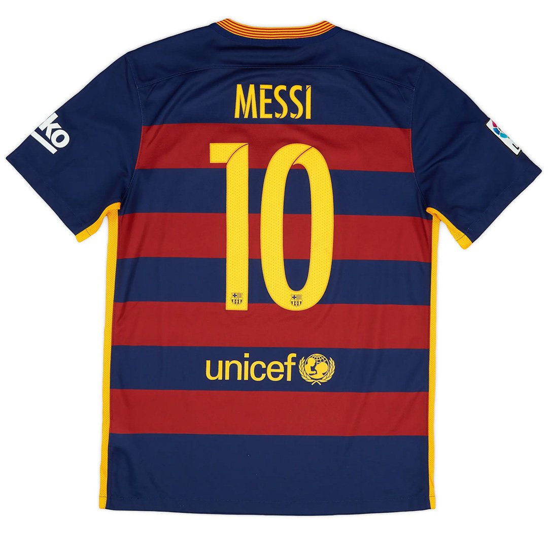 Maillot rétro Messi 10 Barcelone Domicile 2015/16