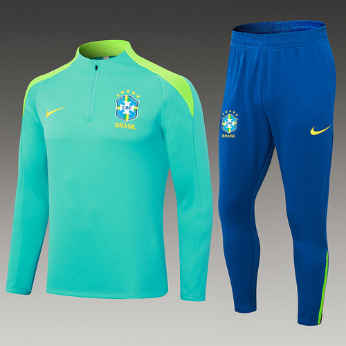 Survêtement demi-zip vert clair Brésil 24/25