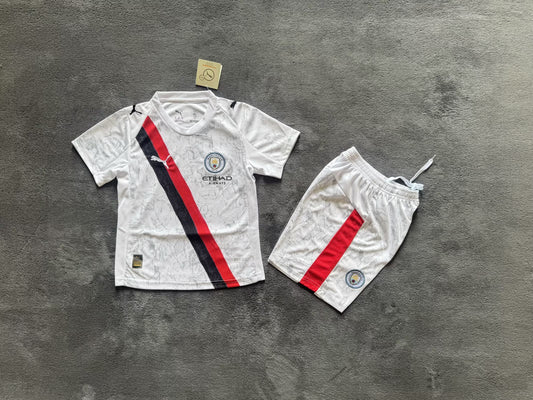 Maillots enfants 25/26 Manchester City deuxième extérieur Blanc