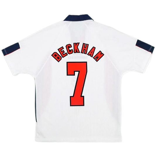 Maillot rétro domicile de l'Angleterre Beckham 7 Coupe du monde 1998