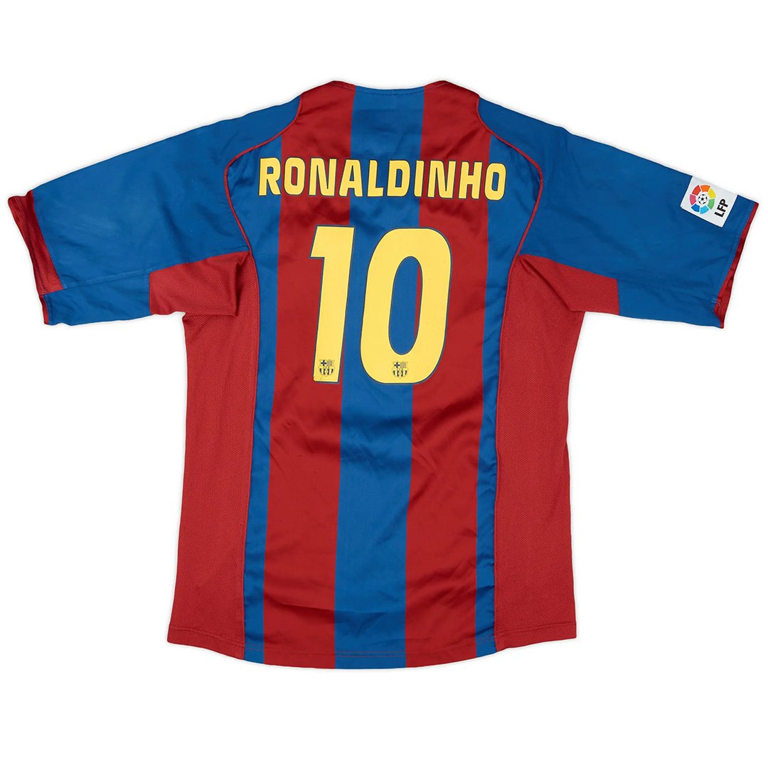 Maillot rétro Ronaldinho 10 Barcelone Domicile 2004/05