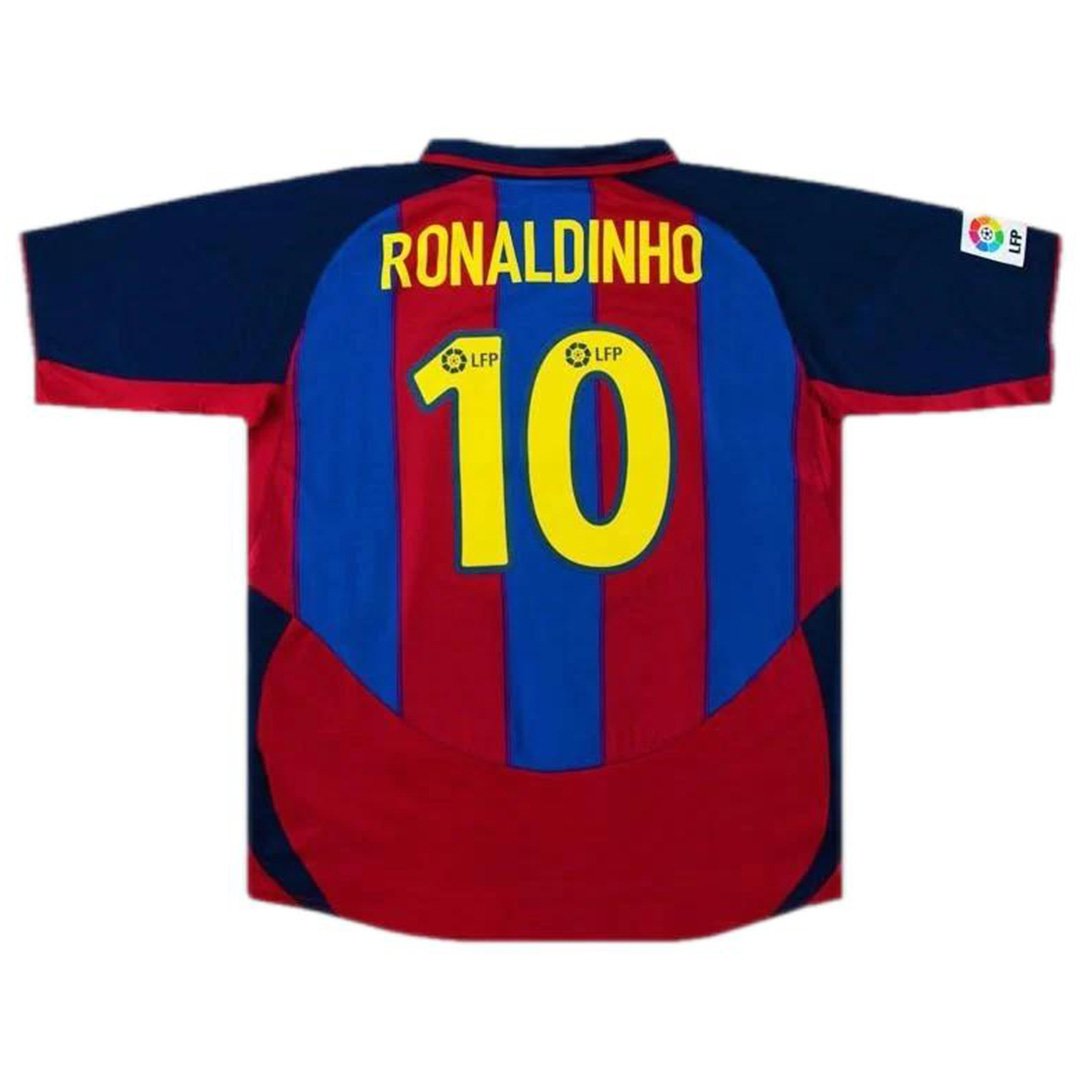 Maillot rétro Ronaldinho 10 domicile Barcelone 2003/04