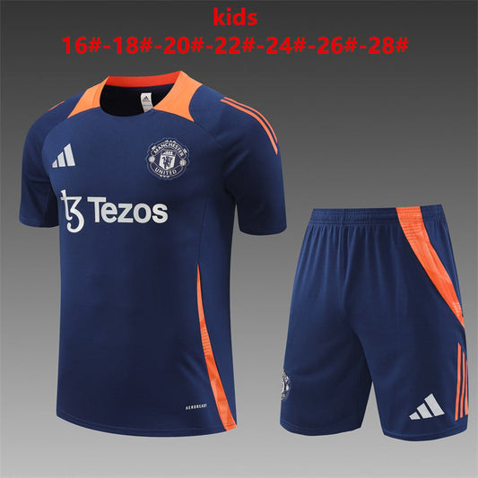Maillots d'entraînement bleu roi Manchester United 24/25 pour enfants