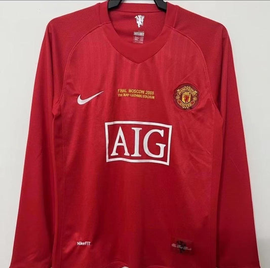 Maillot rétro à manches longues Manchester United Domicile 07/08