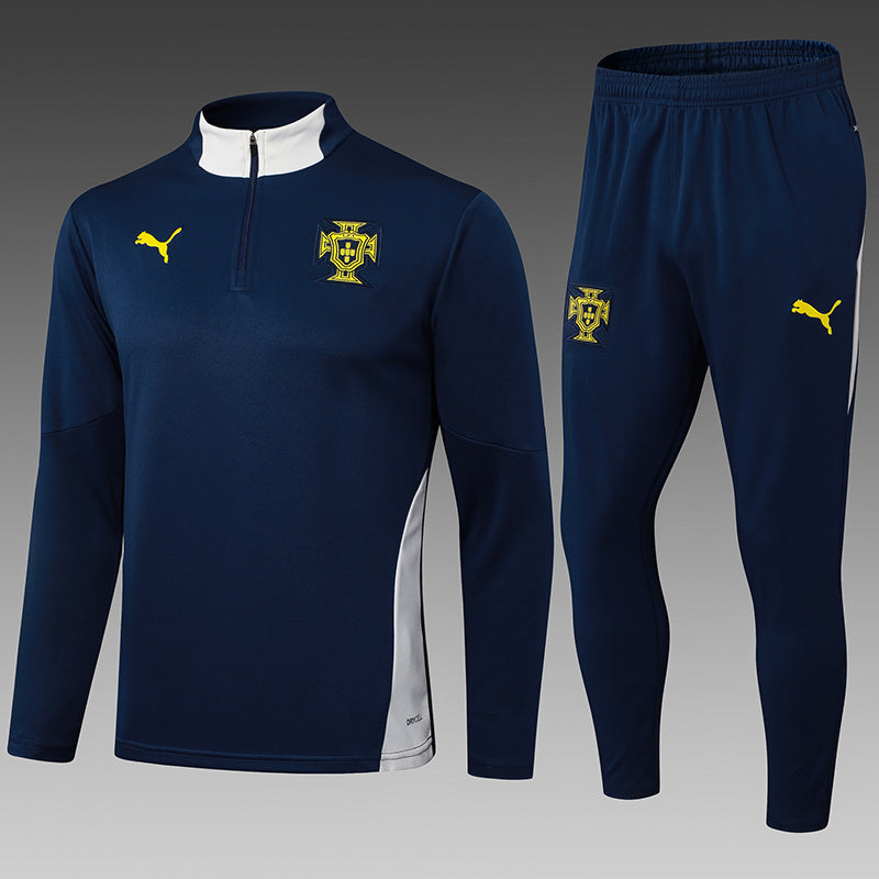 Ensemble de survêtement demi-zip bleu royal Portugal 25/26