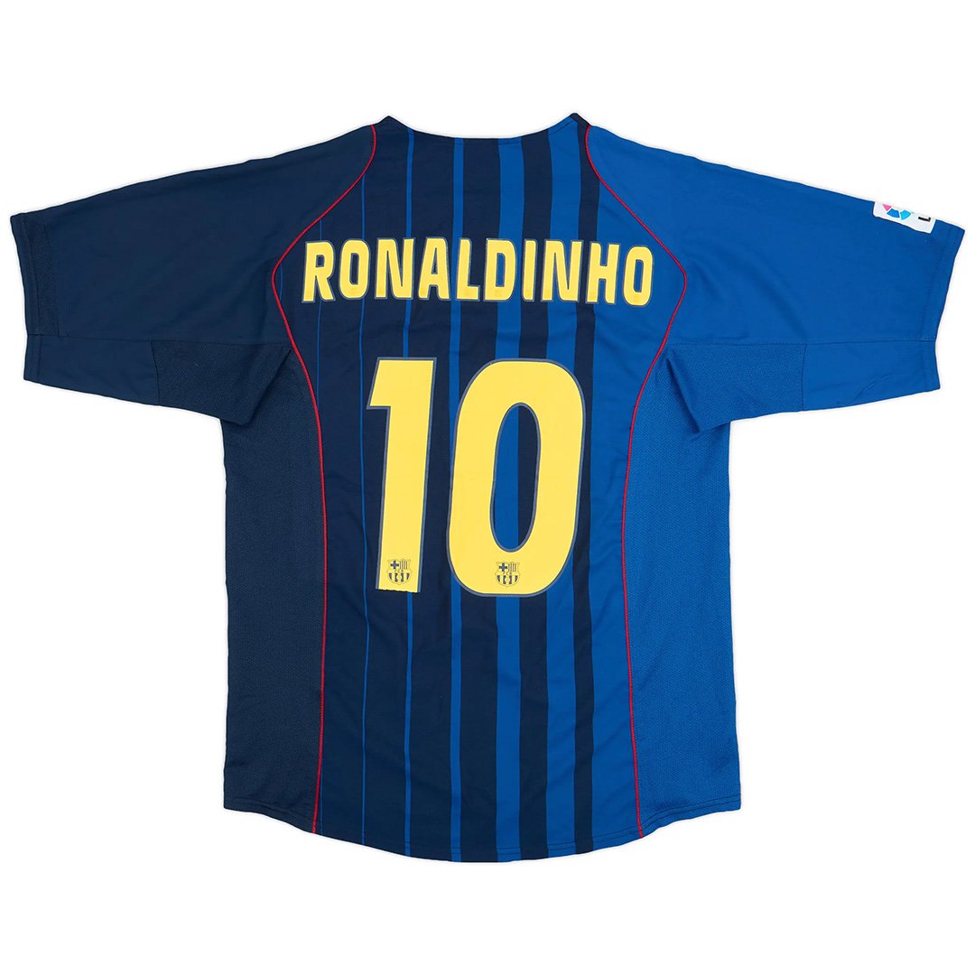 Maillot rétro Ronaldinho 10 Barcelone extérieur 2004/05