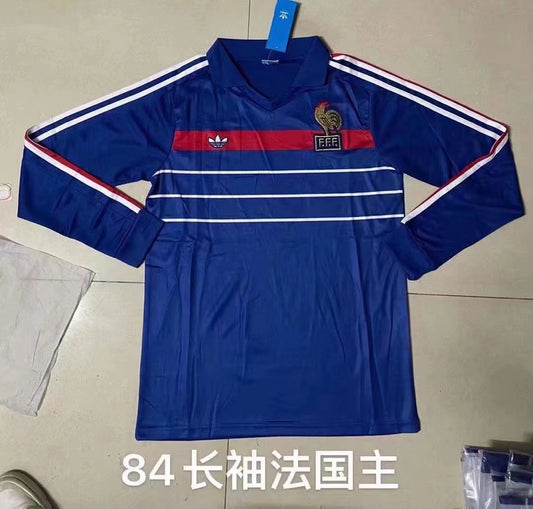 Maillot domicile rétro 84 France à manches longues