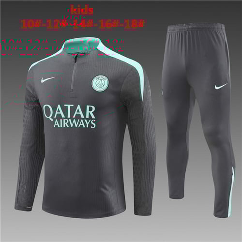 Survêtement PSG gris foncé demi-zip 24/25 pour enfant