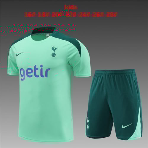 Maillots d'entraînement Tottenham vert clair pour enfants 24/25