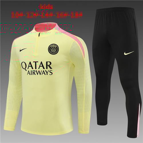Survêtement PSG jaune clair demi-zip 24/25 pour enfant