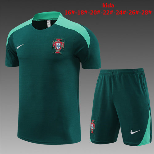 Maillots d'entraînement verts Portugal 24/25 pour enfants