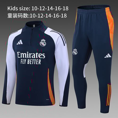 Survêtement demi-zip bleu roi 24/25 Real Madrid pour enfant