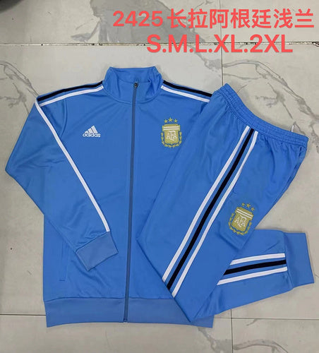Ensemble veste bleu clair Argentine 24/25 avec logo doré de l'équipe