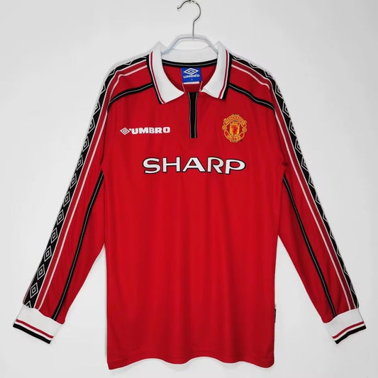 Maillot rétro à manches longues Manchester United Domicile 1998