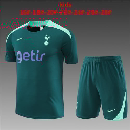 Maillots d'entraînement Tottenham vert noir 24/25 pour enfants