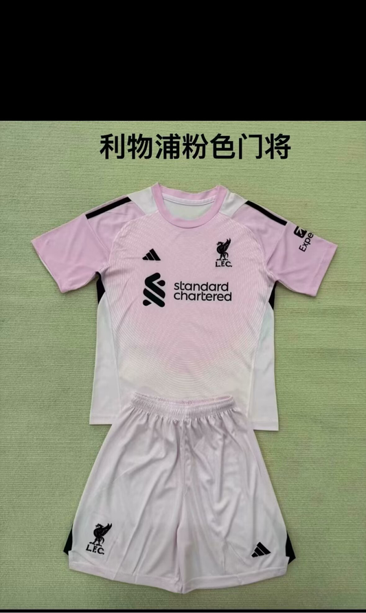 Ensemble de gardien de but Liverpool gris et rose pour enfants 25/26