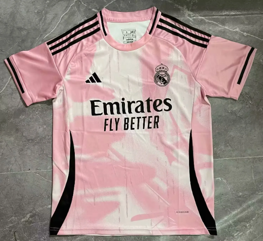 Tenue d'entraînement rose et blanche du Real Madrid Version 24/25 pour les fans