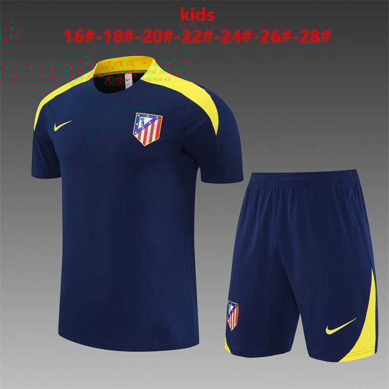 Maillots d'entraînement bleus pour enfants de l'Atlético de Madrid 25/26