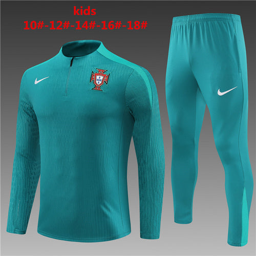 Survêtement demi-zip vert Portugal 24/25 pour enfant
