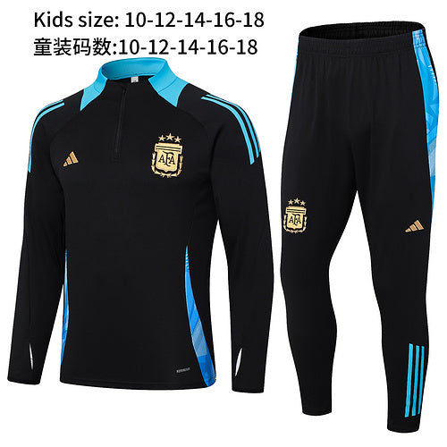 Survêtement demi-zip noir Argentine 24/25 pour enfants