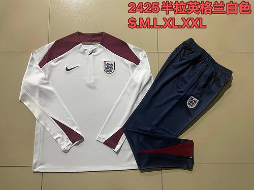 Survêtement blanc demi-zip Angleterre 24/25
