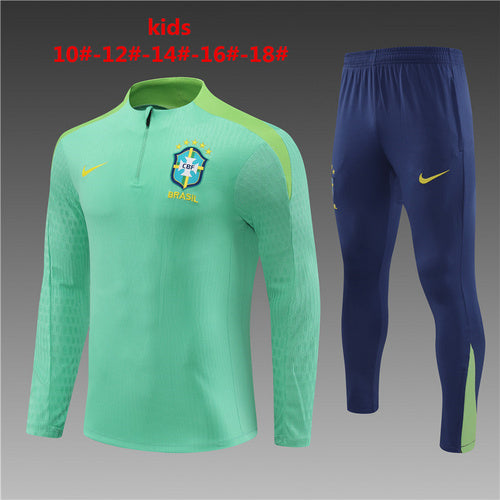 Survêtement vert Brésil 24/25 à demi-zip pour enfant
