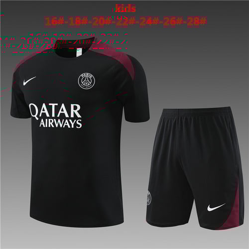 Maillots d'entraînement PSG noirs pour enfants 24/25