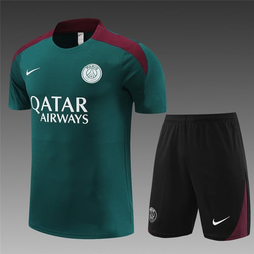 Maillots d'entraînement de football verts PSG 24/25