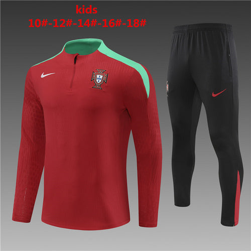 Survêtement demi-zip rouge Portugal 24/25 pour enfant