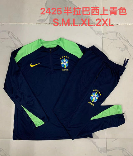 Survêtement demi-zip cyan Brésil 24/25