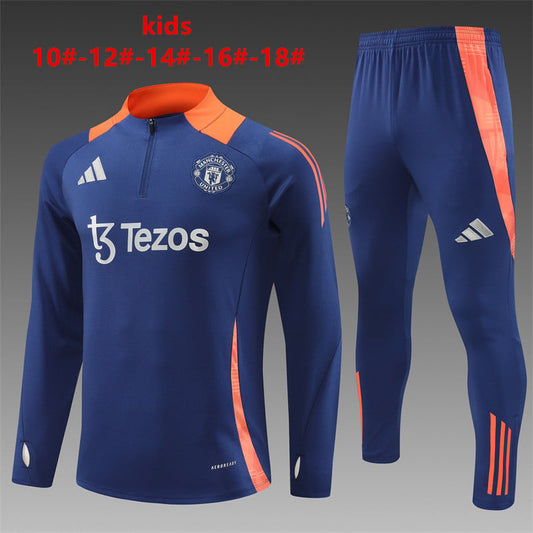 Survêtement demi-zip bleu roi Manchester United 24/25 pour enfant