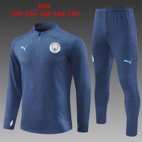 Survêtement demi-zip Manchester City bleu roi pour enfant 24/25 estampillé acier