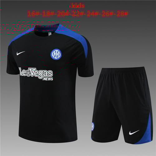 Maillots d'entraînement noirs pour enfants de l'Inter Milan 24/25