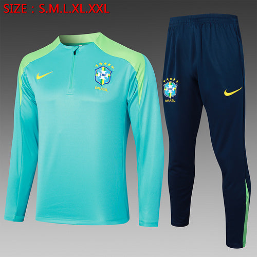 Survêtement demi-zip bleu lac Brésil 24/25