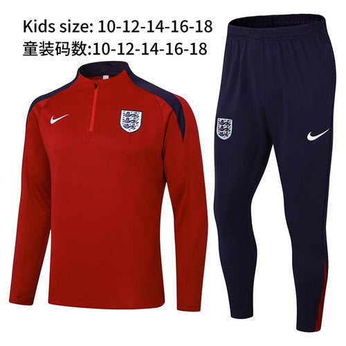 Survêtement demi-zip rouge Angleterre 24/25 pour enfant