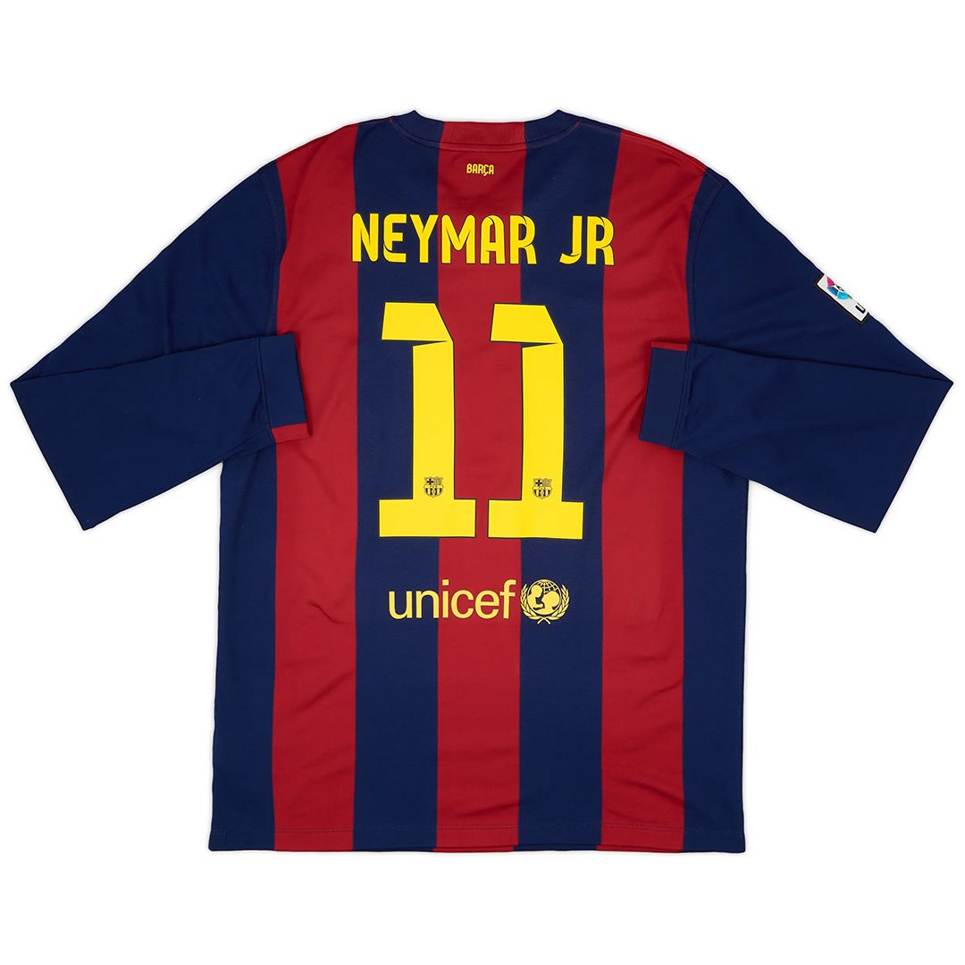 Maillot rétro à manches longues Neymar JR 11 Barcelone Domicile 2014/15