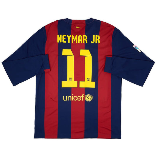 Maillot rétro à manches longues Neymar JR 11 Barcelone Domicile 2014/15