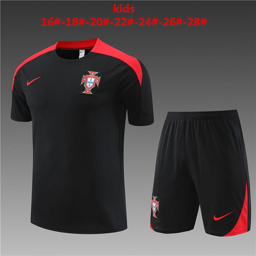 Maillots d'entraînement noirs pour enfants Portugal 24/25