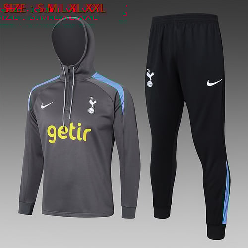 Veste à capuche demi-zip gris foncé Tottenham 24/25
