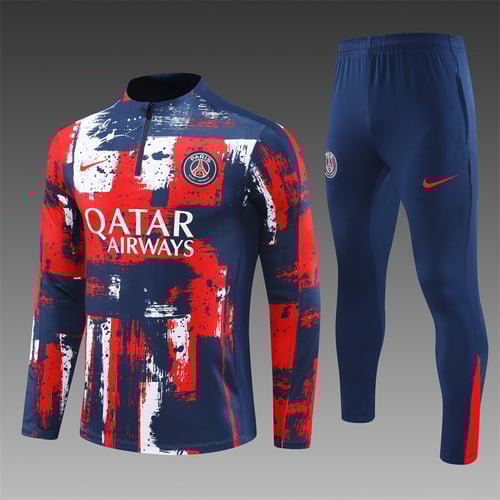 Survêtement demi-zip camouflage PSG rouge bleu 24/25