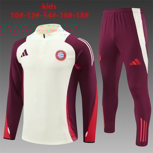 Survêtement demi-zip blanc Bayern Munich 24/25 pour enfant