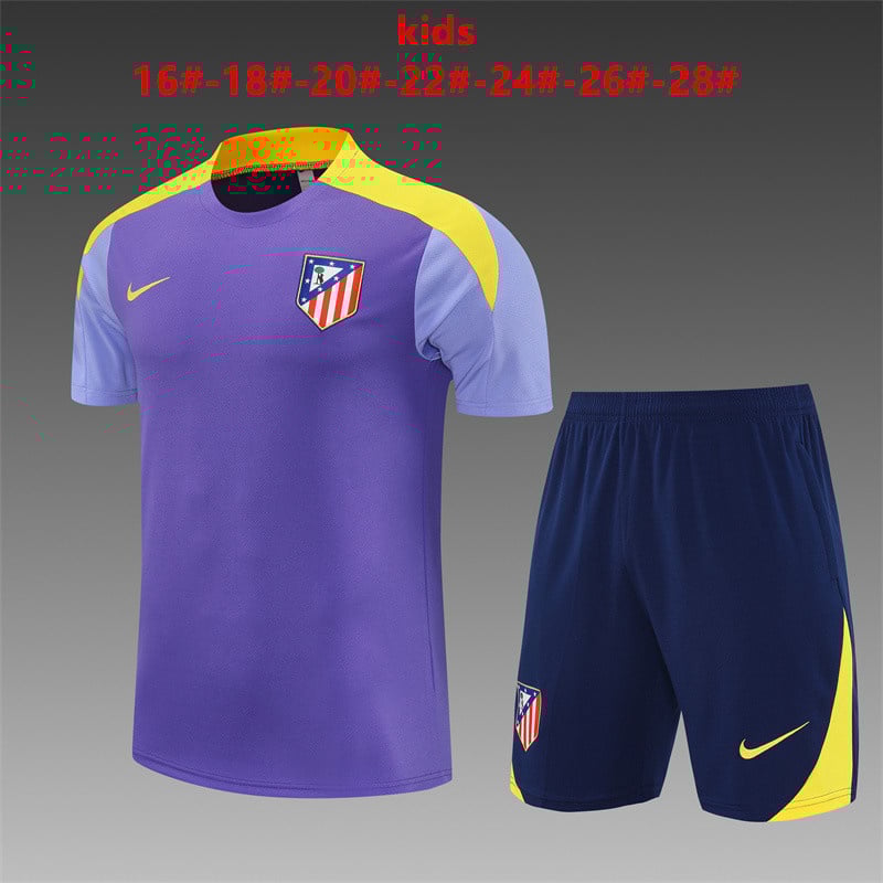 Maillots d'entraînement violets pour enfants de l'Atlético de Madrid 25/26