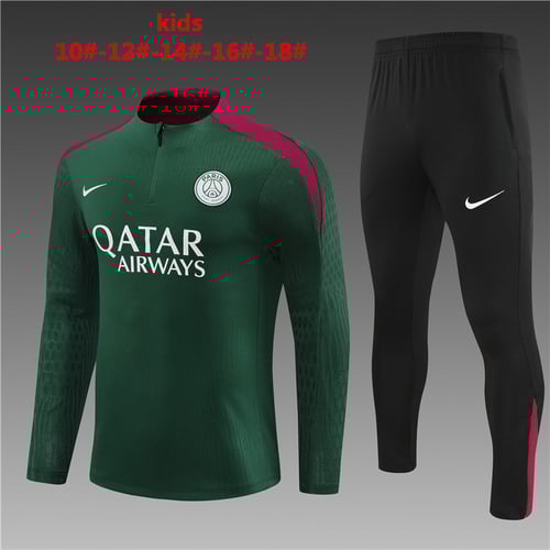 Survêtement PSG vert demi-zip 24/25 pour enfant