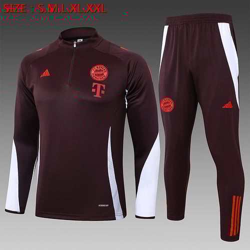 Survêtement demi-zip rouge marron Bayern Munich 24/25