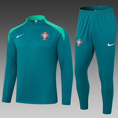 Survêtement demi-zip vert foncé Portugal 24/25