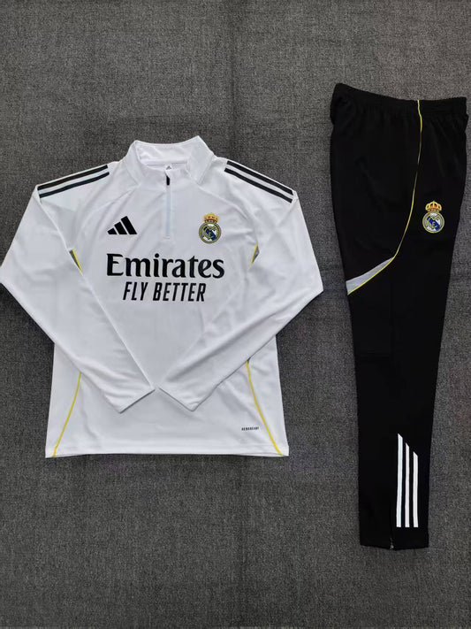 25/26Kid half Real Madrid White Tracksuit Kits